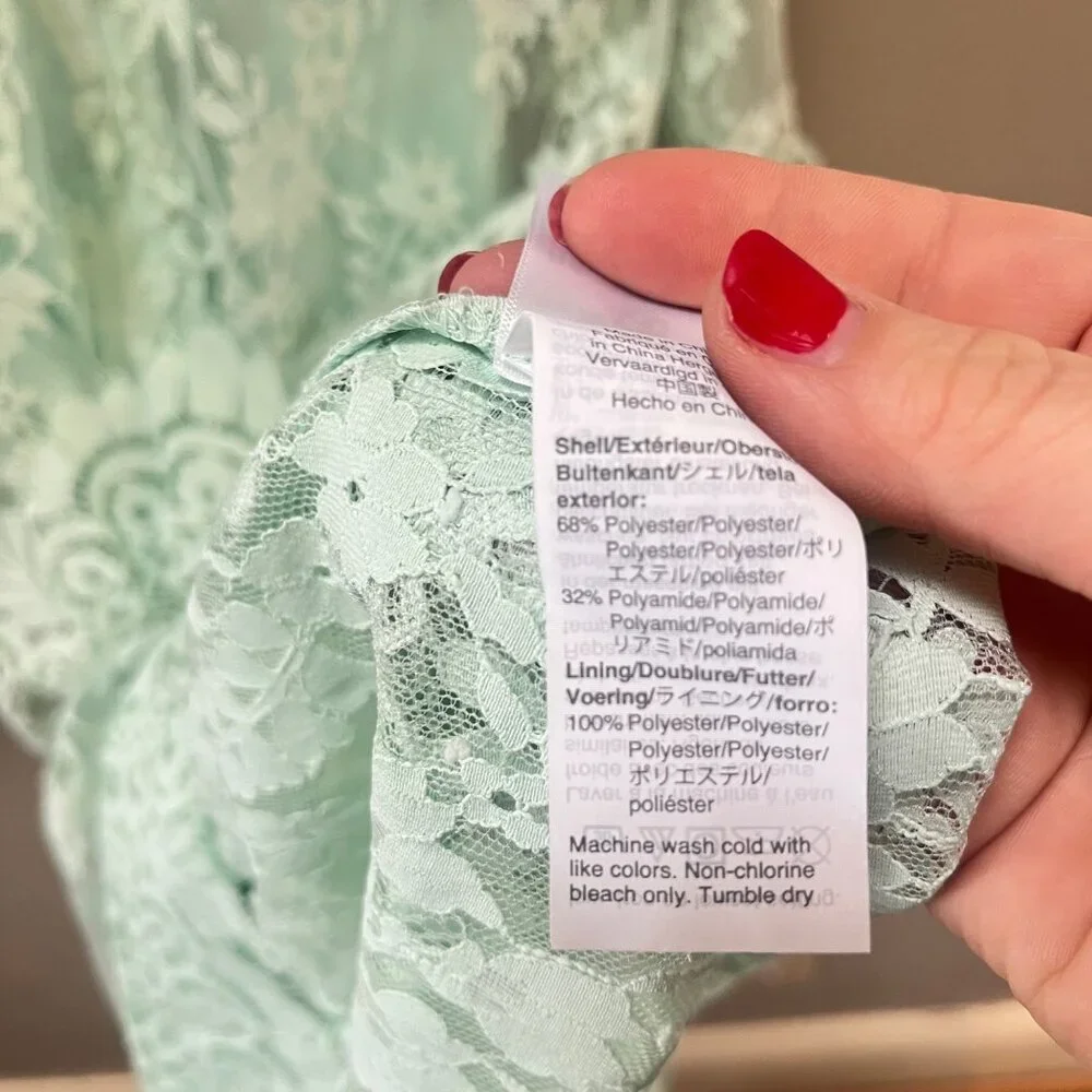 New J. Crew Three-quarter-sleeve‎ dress in chantilly lace Mint Green- Sz. 0